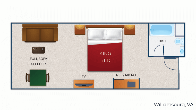 The floor plan for the Luxury King Suite (Balcony/Patio)